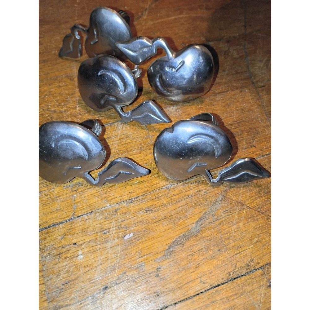 DII India Pewter Napkin Holder Apple Set Of 5 Country Theme 2.25"